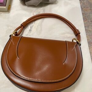 Beautiful ZARA ultra soft Carmel colored structured Semi-Circle Bag